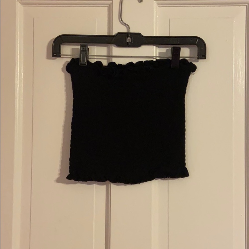 Black smocked tube top